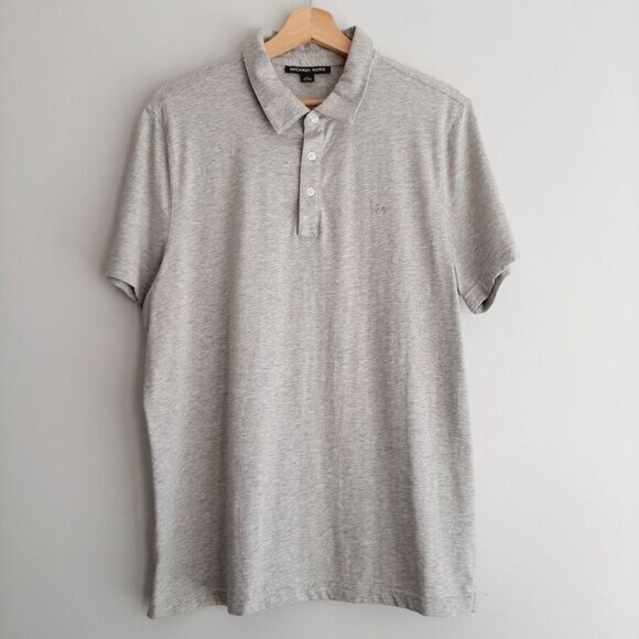 MICHAEL KORS | Classic 1/4 Button Short Sleeve Polo Top Soft Tee Gray Men's Sz L - Picture 12 of 12